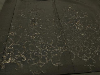 平和屋着物＃羽織　寿光織　更紗花唐草文　黒地　金糸　正絹　逸品　CABI6115in