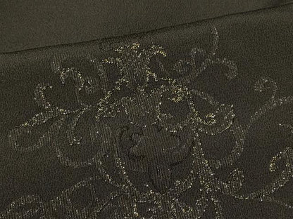 平和屋着物＃羽織　寿光織　更紗花唐草文　黒地　金糸　正絹　逸品　CABI6115in