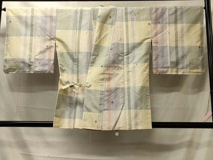 平和屋着物＃道中着　紬地　格子　正絹　逸品　CABI6120in