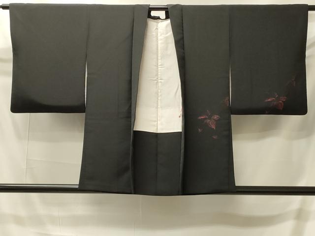 平和屋着物＃羽織　枝葉文　黒地　正絹　逸品　CABI6121in