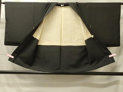 平和屋着物＃羽織　寿光織　屏風草花文　黒地　金銀糸　正絹　逸品　CABI6129in