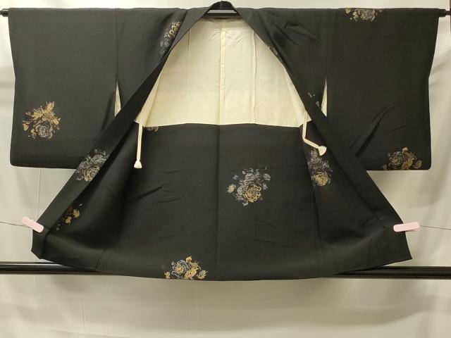 平和屋着物＃羽織　寿光織　舞花文　黒地　金銀糸　正絹　逸品　CABI6131in