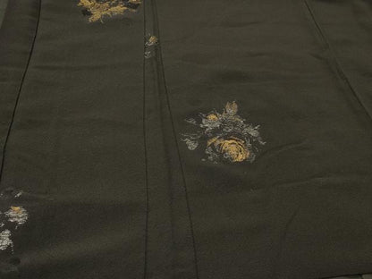 平和屋着物＃羽織　寿光織　舞花文　黒地　金銀糸　正絹　逸品　CABI6131in
