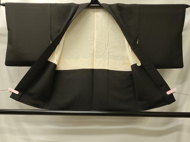 平和屋着物＃羽織　駒刺繍　枝梅文　黒地　金糸　正絹　逸品　CABI6132in