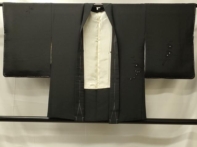 平和屋着物＃羽織　駒刺繍　総刺繍　雲取り枝花文　黒地　金銀糸　正絹　逸品　未使用　CABI6133in