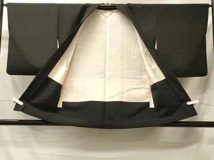 平和屋着物＃羽織　寿光織　扇面鼓花文　黒地　金銀糸　正絹　逸品　CABI6134in