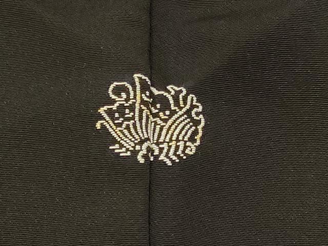 平和屋着物＃羽織　寿光織　扇面鼓花文　黒地　金銀糸　正絹　逸品　CABI6134in