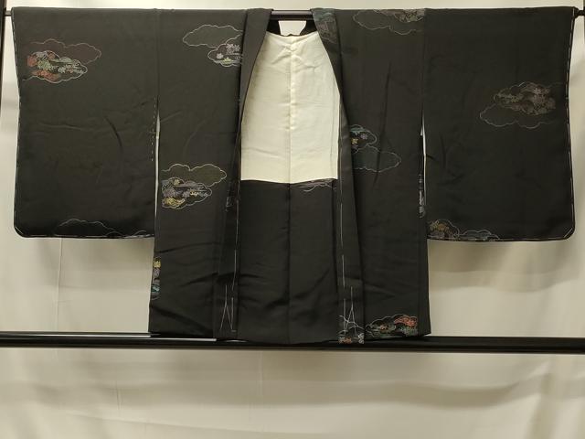 平和屋着物＃羽織　寿光織　雲重ね風景文　黒地　金糸　正絹　逸品　未使用　CABI6135in