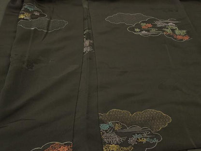 平和屋着物＃羽織　寿光織　雲重ね風景文　黒地　金糸　正絹　逸品　未使用　CABI6135in
