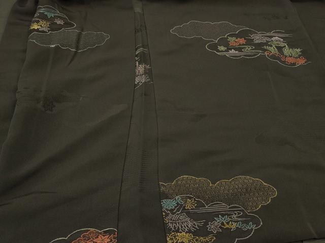 平和屋着物＃羽織　寿光織　雲重ね風景文　黒地　金糸　正絹　逸品　未使用　CABI6135in