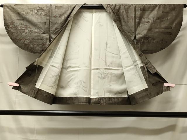 平和屋着物＃本場大島紬　道中着　9マルキ　エ霞更紗花文　正絹　逸品　CABI6140in