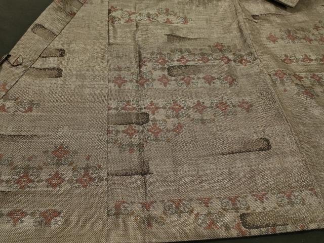 平和屋着物＃本場大島紬　道中着　9マルキ　エ霞更紗花文　正絹　逸品　CABI6140in