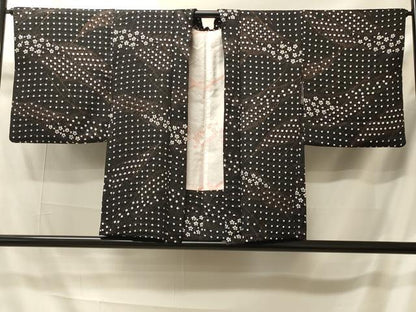 平和屋着物＃羽織　絞り　吉祥花文　黒地　正絹　逸品　CABI6146in
