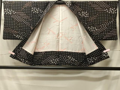 平和屋着物＃羽織　絞り　吉祥花文　黒地　正絹　逸品　CABI6146in