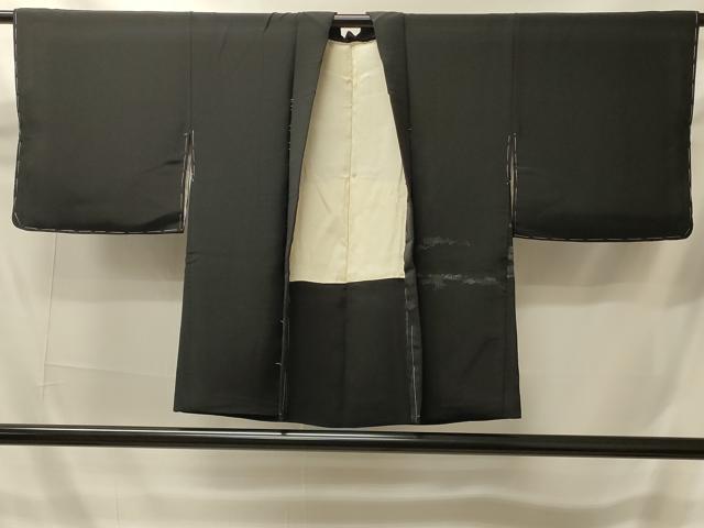 平和屋着物＃羽織　寿光織　雲取り吉祥文　黒地　銀糸　正絹　逸品　未使用　CABI6151in