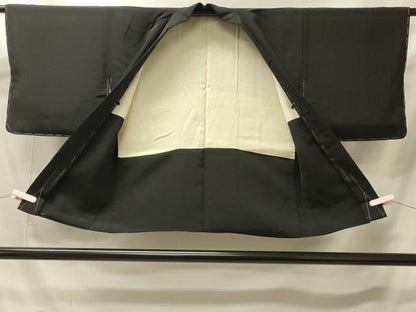 平和屋着物＃羽織　寿光織　雲取り吉祥文　黒地　銀糸　正絹　逸品　未使用　CABI6151in