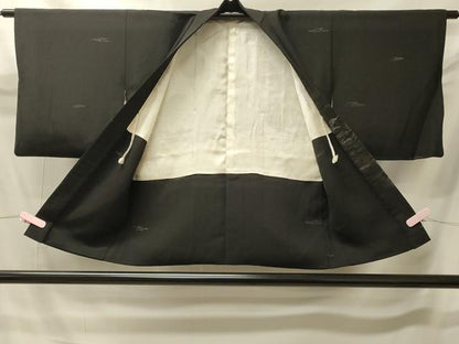 平和屋着物＃羽織　寿光織　霞文　黒地　銀糸　正絹　逸品　CABI6154in