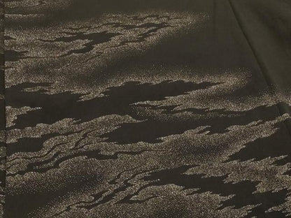 平和屋着物＃羽織　寿光織　霞文　黒地　銀糸　正絹　逸品　CABI6154in