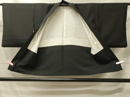 平和屋着物＃羽織　総刺繍　鏡裏花文　黒地　金糸　正絹　逸品　CABI6156in