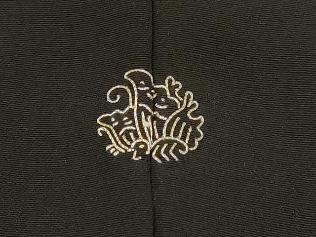 平和屋着物＃羽織　総刺繍　鏡裏花文　黒地　金糸　正絹　逸品　CABI6156in