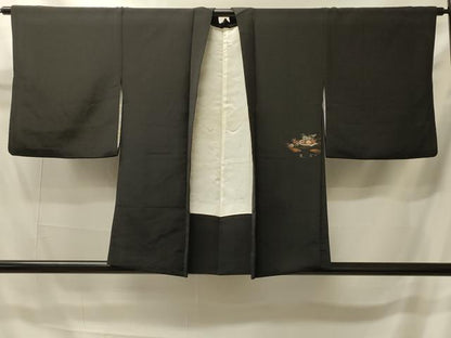 平和屋着物＃羽織　寿光織　花車文　黒地　金銀糸　正絹　逸品　CABI6158in