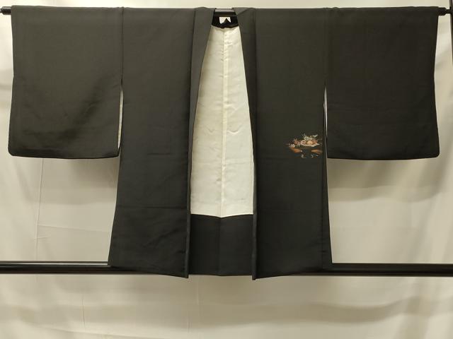 平和屋着物＃羽織　寿光織　花車文　黒地　金銀糸　正絹　逸品　CABI6158in