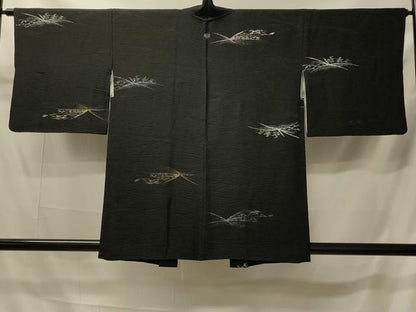 平和屋着物＃羽織　寿光織　風景文　黒地　金銀糸　正絹　逸品　CABI6160in