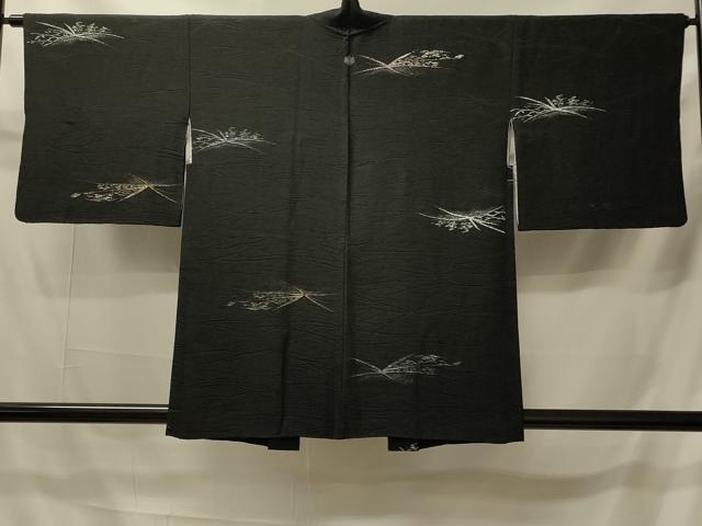 平和屋着物＃羽織　寿光織　風景文　黒地　金銀糸　正絹　逸品　CABI6160in