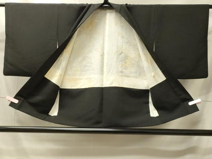 平和屋着物＃羽織　寿光織　流水御所車花文　黒地　金銀糸　正絹　逸品　CABI6166in