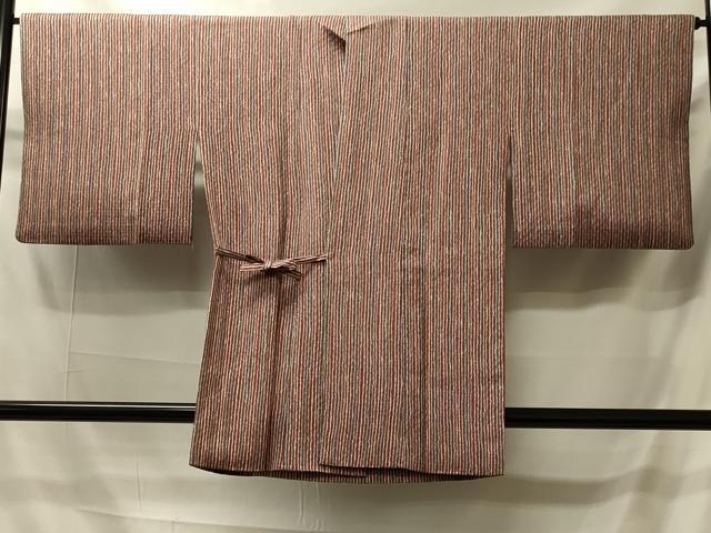 平和屋着物＃道中着　縞　正絹　逸品　CABI6173in