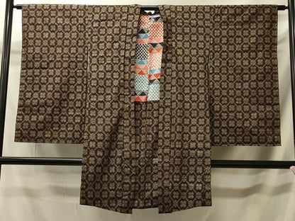 平和屋着物＃本場大島紬　長羽織　菱文　正絹　逸品　CABI6174in