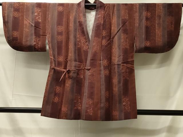 平和屋着物＃道中着　地紋起こし　草花間道　正絹　逸品　CABI6175in