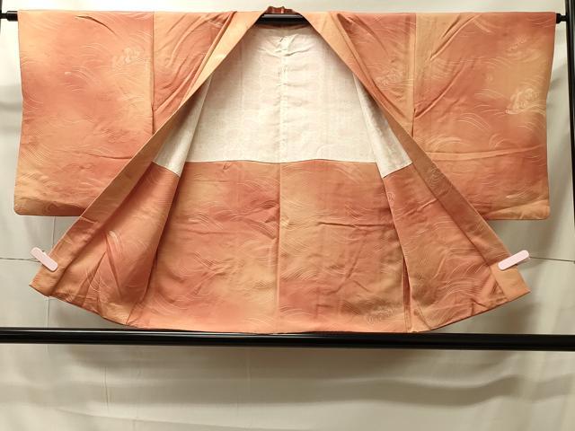 平和屋着物＃羽織　地紋起こし　立波文　暈し染め　正絹　逸品　CABI6180in