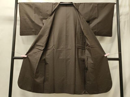 平和屋着物＃道行コート　雨コート　単衣　縞　ロング丈　正絹　逸品　CABI6183in