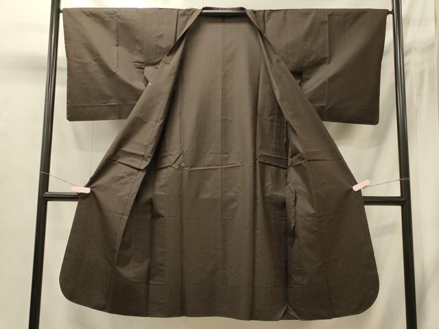 平和屋着物＃道行コート　雨コート　単衣　縞　ロング丈　正絹　逸品　CABI6183in