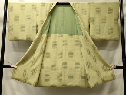 平和屋着物＃道行コート　市松文様　ロング丈　正絹　逸品　CABI6188in