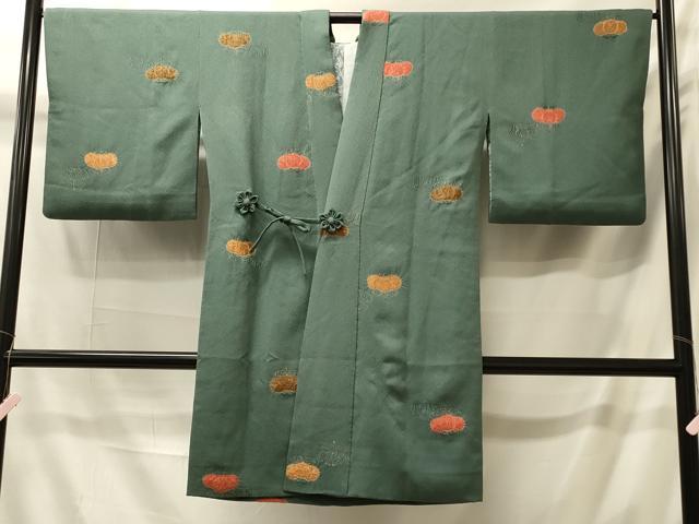 平和屋着物＃道中着　絞り　地紋起こし　草花文　金彩　ロング丈　正絹　逸品　CABI6191in