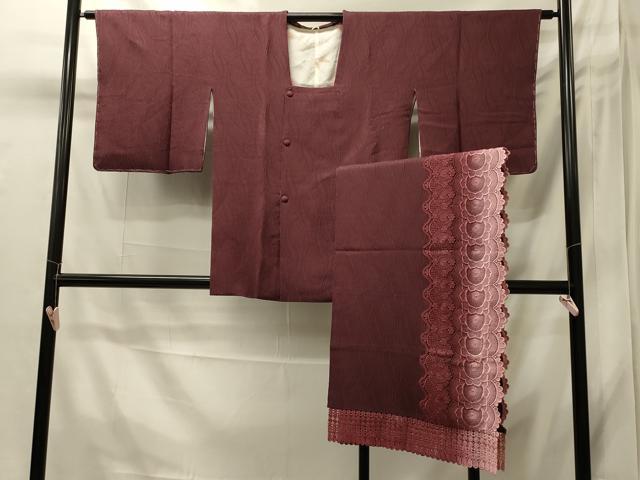 平和屋着物＃道行コート　ショール付き　色無地　抽象地紋　憲法色　正絹　逸品　未使用　CABI6193in