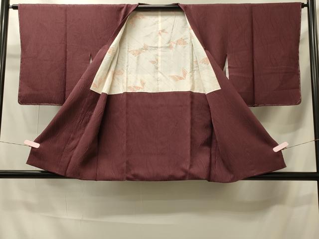 平和屋着物＃道行コート　ショール付き　色無地　抽象地紋　憲法色　正絹　逸品　未使用　CABI6193in
