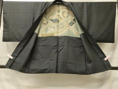 平和屋着物＃男性　羽織　紬地　霞文　正絹　逸品　CABI6195in