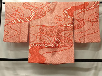 平和屋着物＃道行コート　総絞り　吉祥立波文　正絹　逸品　CABI6197in