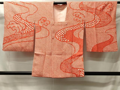 平和屋着物＃道行コート　総絞り　吉祥立波文　正絹　逸品　CABI6197in