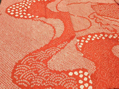 平和屋着物＃道行コート　総絞り　吉祥立波文　正絹　逸品　CABI6197in