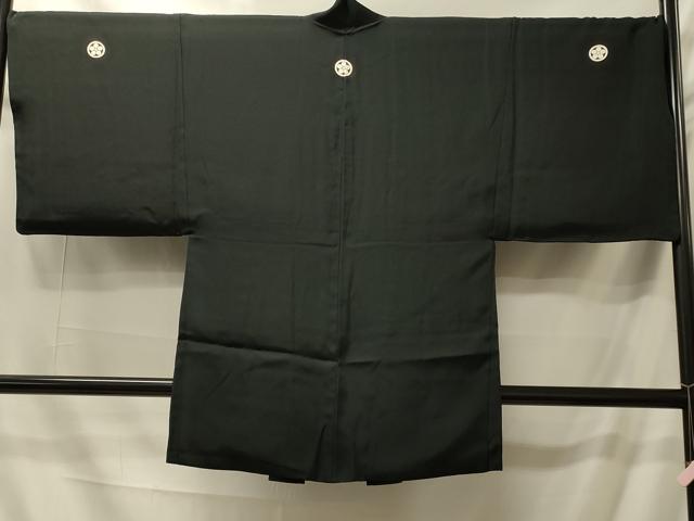 平和屋着物＃男性　長羽織　黒紋付き　正絹　逸品　CABI6200in