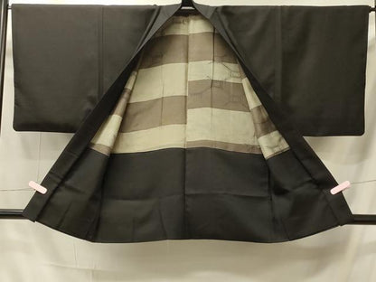 平和屋着物＃男性　羽織　黒地　正絹　逸品　CABI6201in