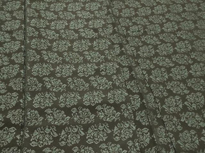 平和屋着物＃羽織　草花文　黒地　正絹　逸品　CABI6205in
