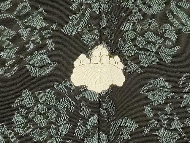 平和屋着物＃羽織　草花文　黒地　正絹　逸品　CABI6205in