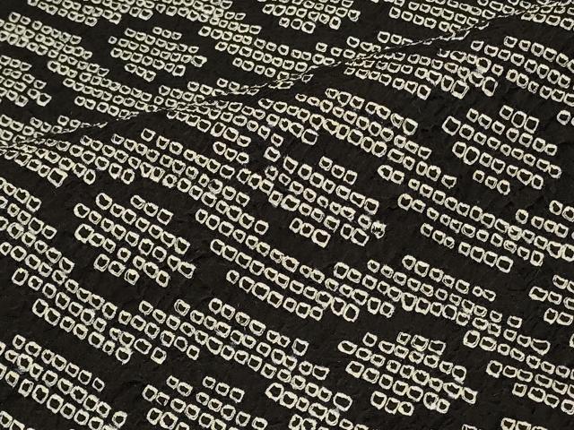 平和屋着物∞羽織　総絞り　立涌文　黒地　正絹　逸品　CABI6213in