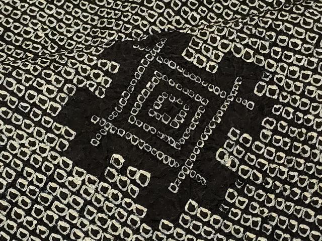 平和屋着物∞羽織　総絞り　幾何学文様　黒地　正絹　逸品　未使用　CABI6214in