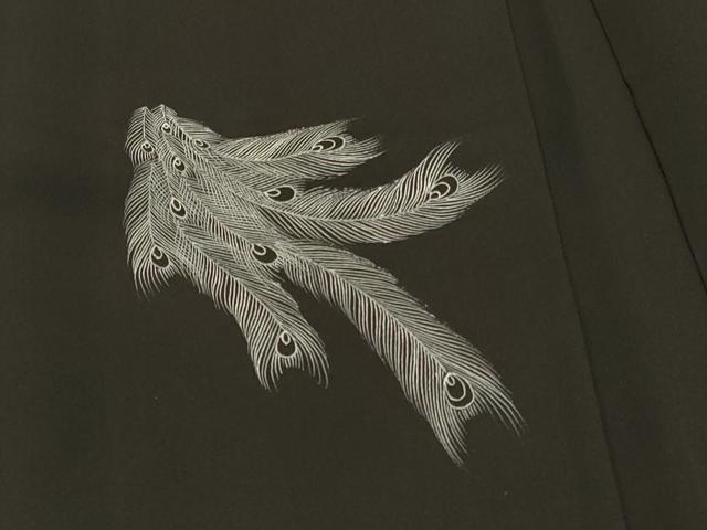 平和屋着物＃羽織　刺繍　孔雀文　黒地　金銀糸　正絹　逸品　未使用　CABI6216in